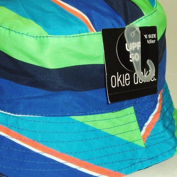 Toddler Stripe Blue Green Bucket Hat Sun Summer - Picture 2 of 6